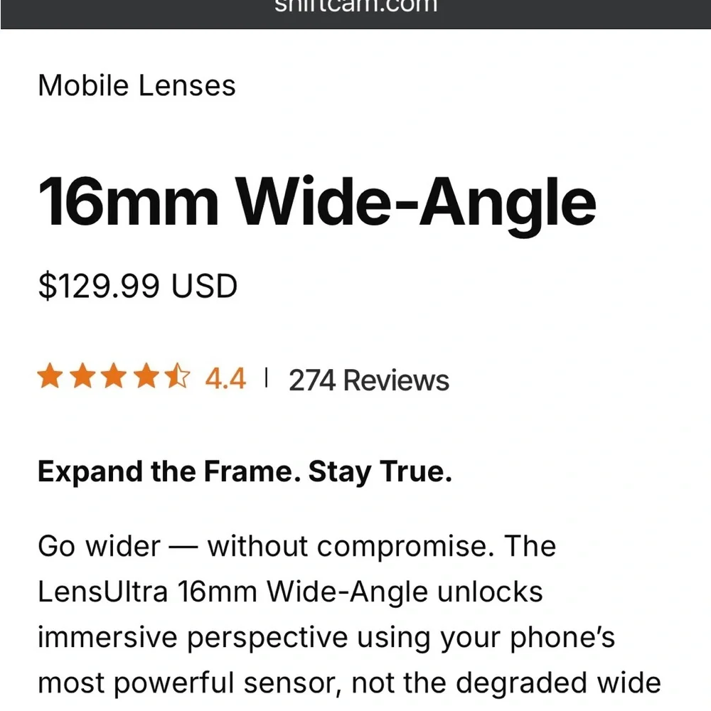 Shiftcam 16mm Wide Angle Lens